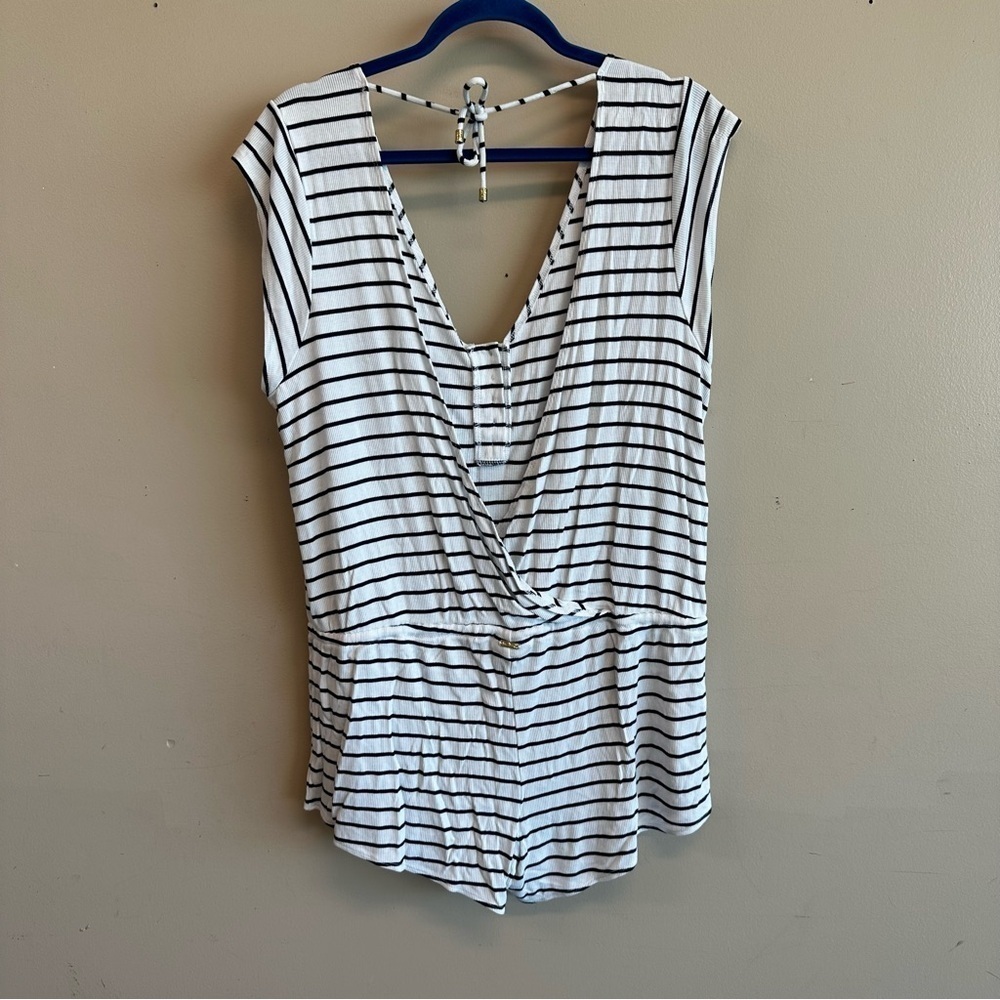 Beach Bunny Striped Black & White Swim Coverup LG